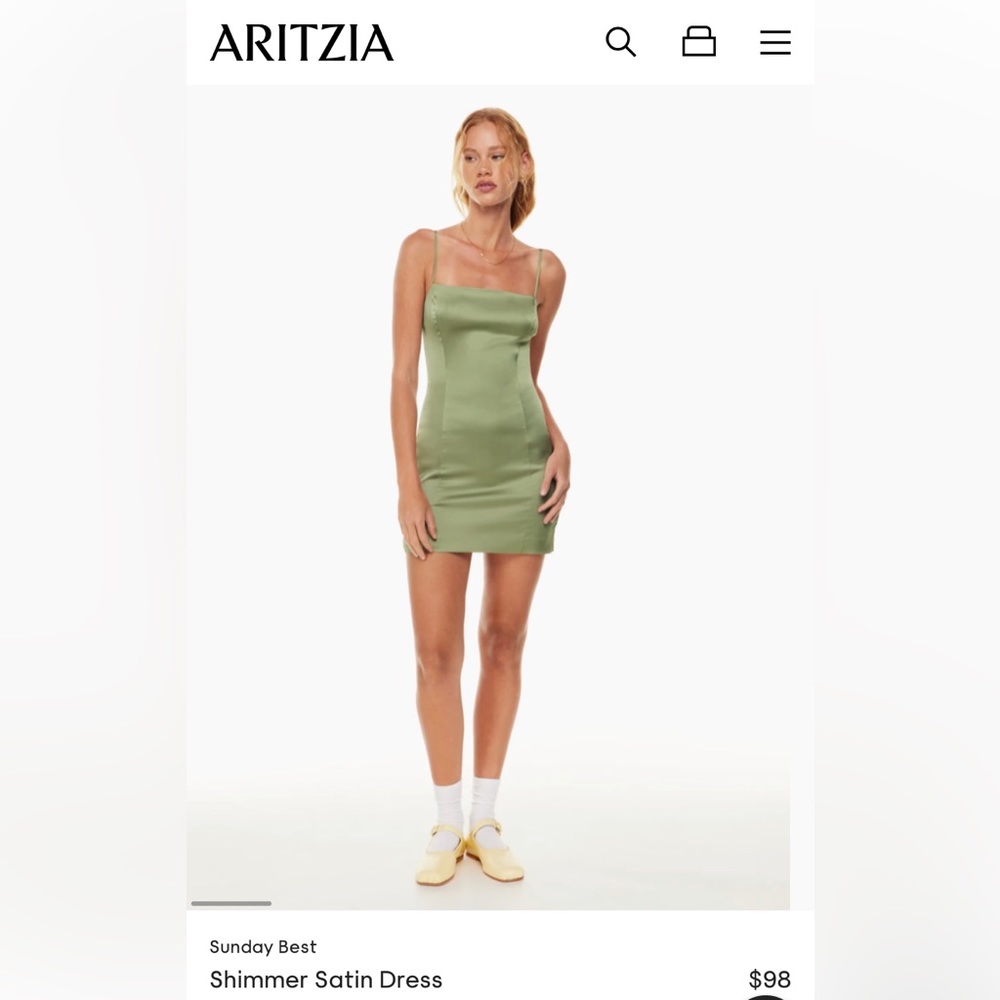 ARITIZA shimmer stain dress in sage frost